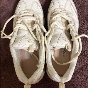 Skechers Cream-White Foam Comfort Lace-Up Sneakers
